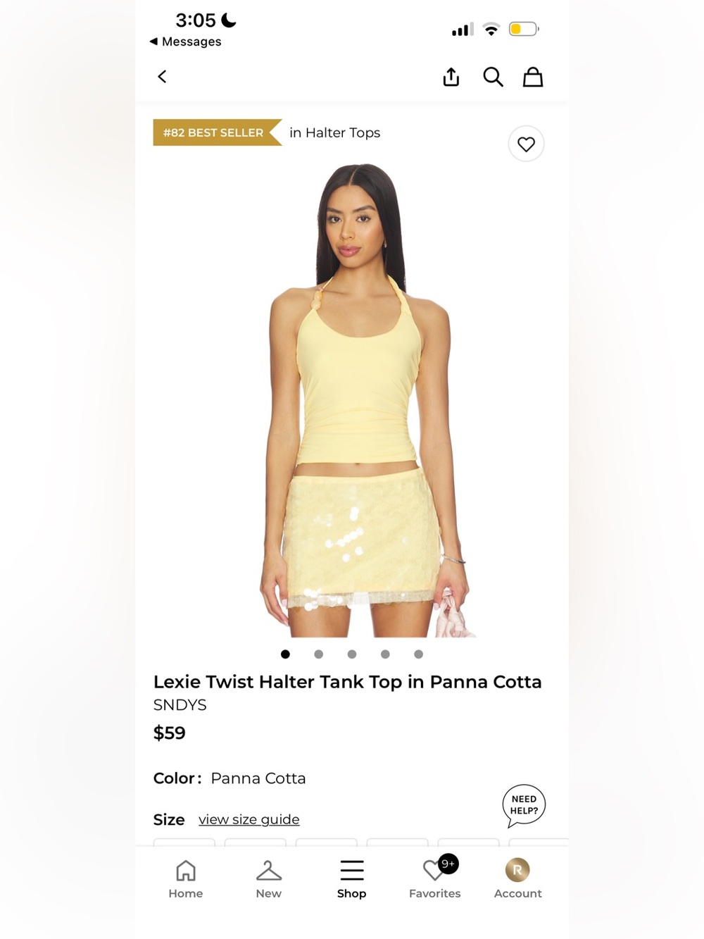 Lexie Twist Halter Tank Top in Panna Cotta